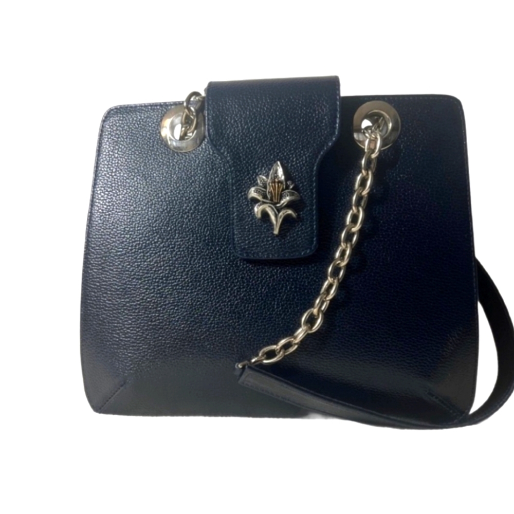 🩷 Vicenza Inc HandbagVintage 1993 Navy LeatherGold / Silver Hardware💚🩷💚